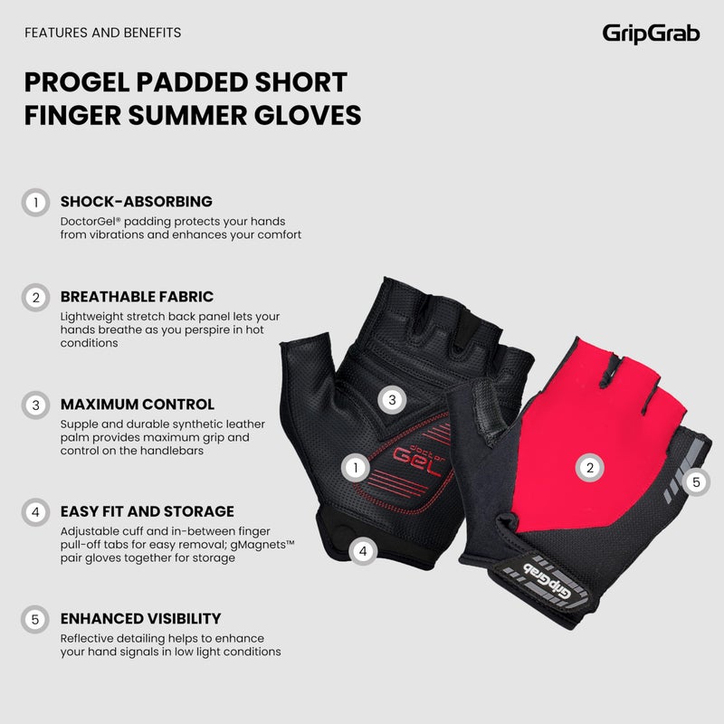 GripGrab ProGel 4mm DoctorGel Padded Short Finger Summer Cycling Gloves Comfortable Cushioned Fingerless Bike Glove - Image 2
